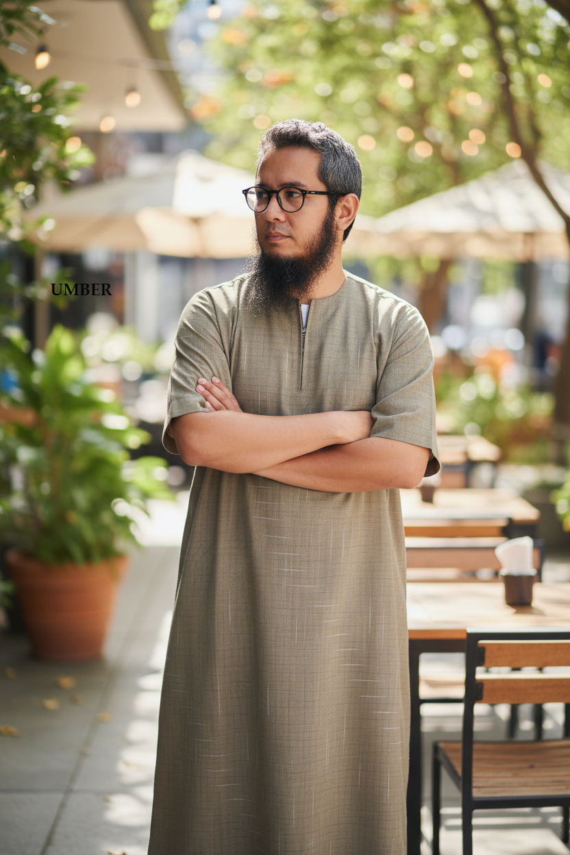 Printed half sleeve thobe.