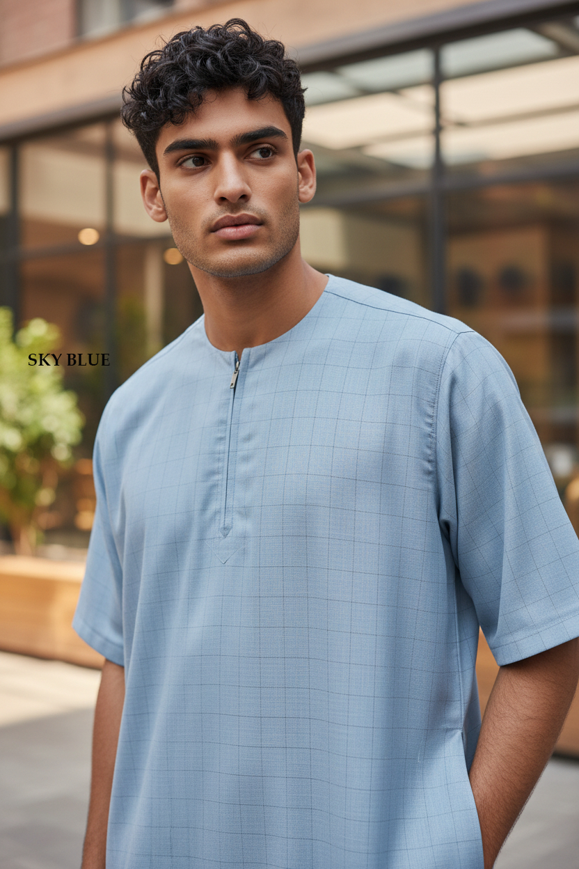 Printed half sleeve thobe