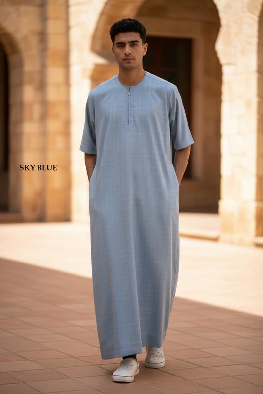 Printed half sleeve thobe